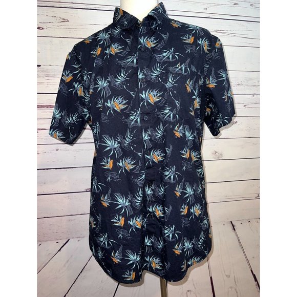 Molokai Surf Co Short Sleeve Button Front‎ Shirt Black Large Hawaiian Tropical - Picture 7 of 8